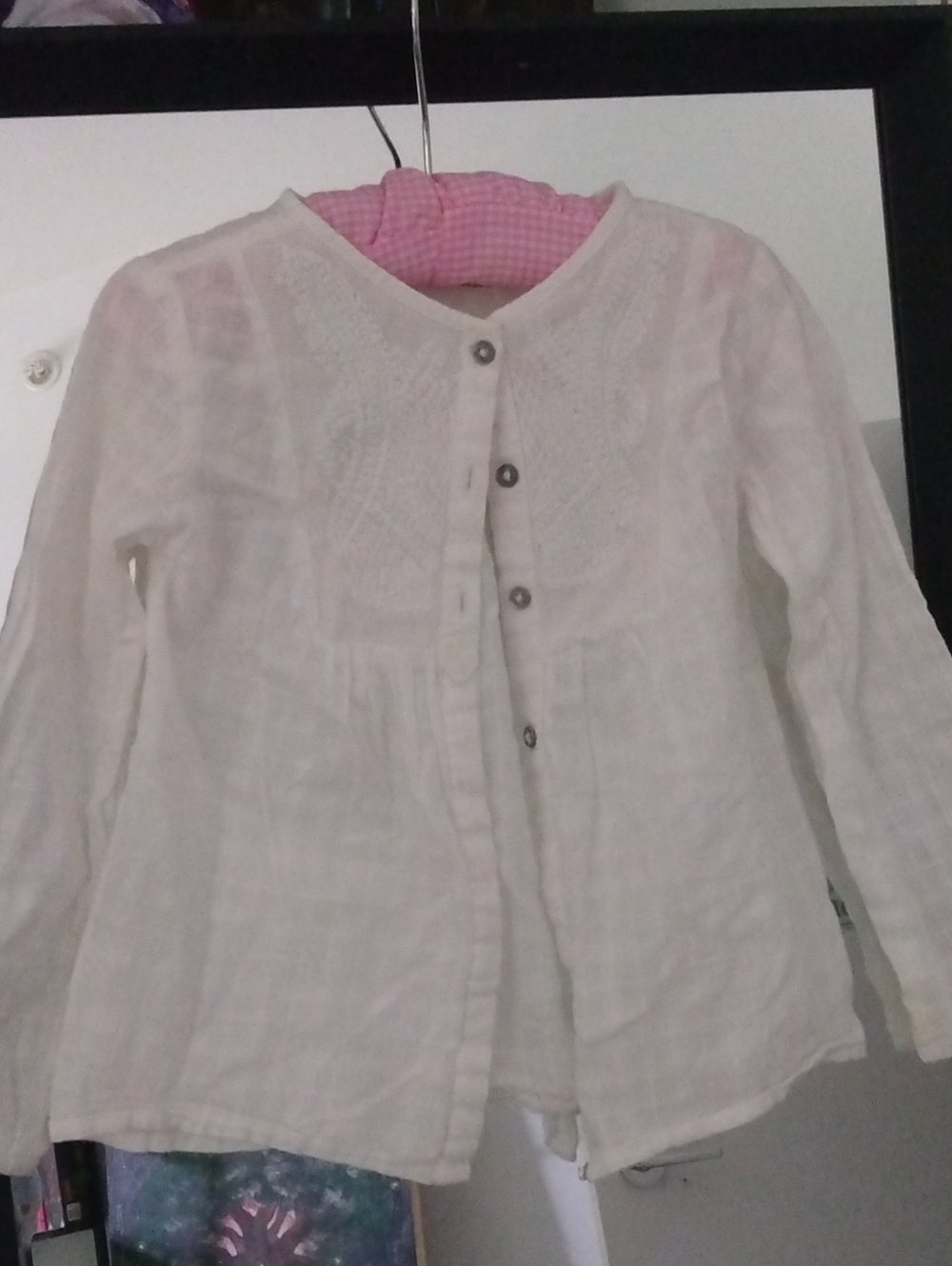 Zara White Girls Button-Up Long Sleeve Blouse